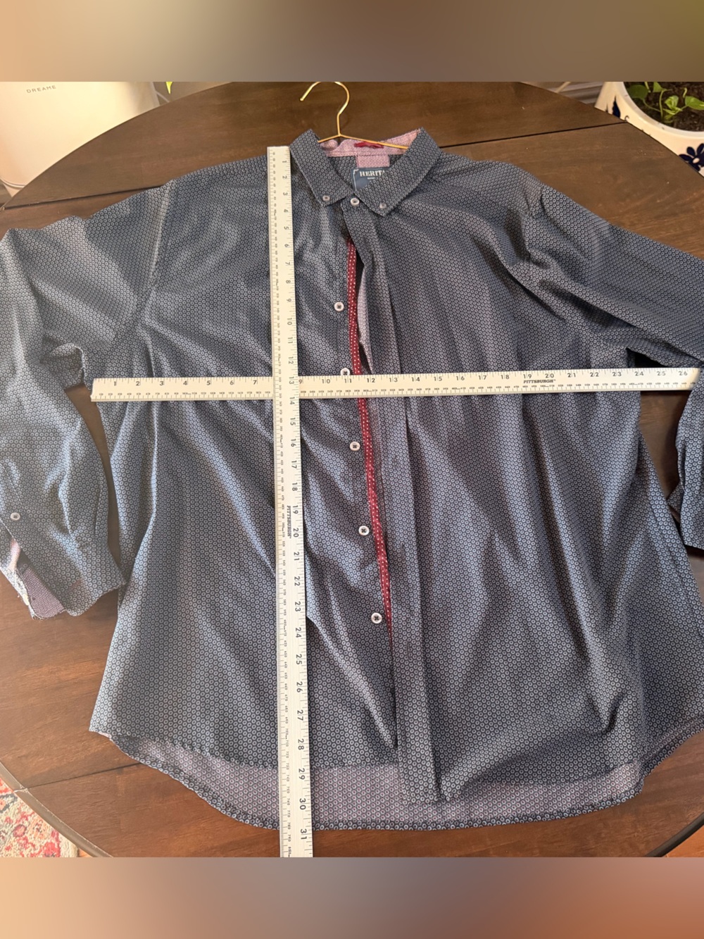 Report Collection Men's Navy Microdot Shirt Jacket with Red Trim